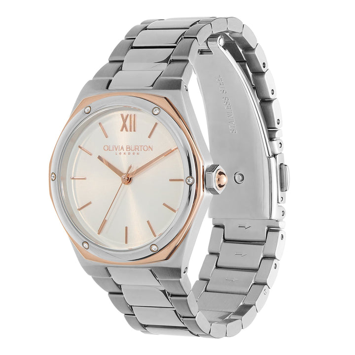 Olivia Burton Silver & Rose Hexa White Dial Watch - MococoOlivia Burton240000707613272529570Watches and Accessories
