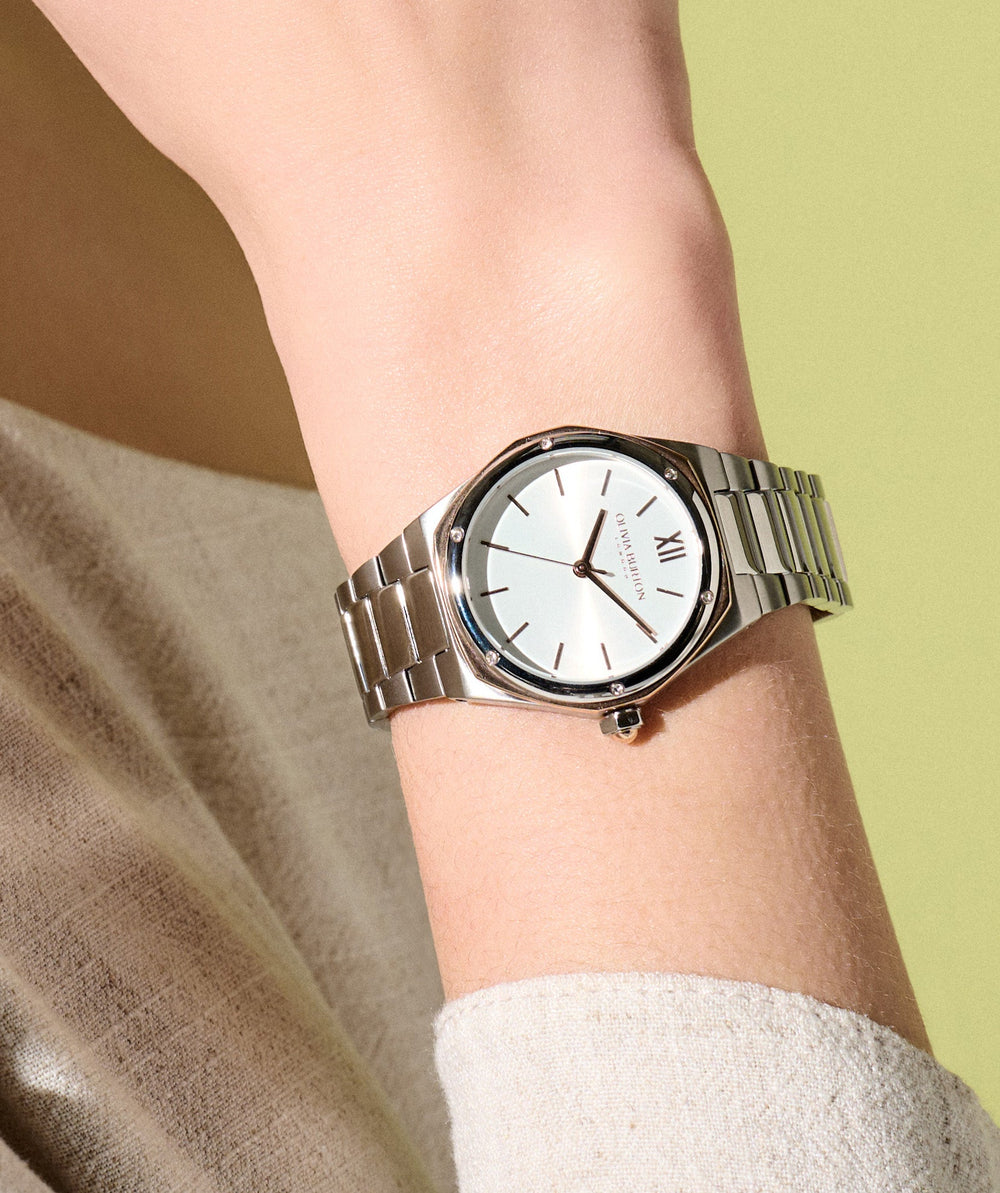 Olivia Burton Silver & Rose Hexa White Dial Watch - MococoOlivia Burton240000707613272529570Watches and Accessories