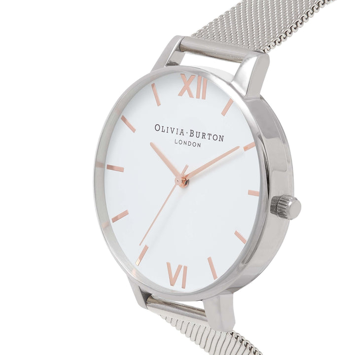 Olivia Burton Silver White Dial Mesh Watch - MococoOlivia Burton240001715060403439604Watches and Accessories