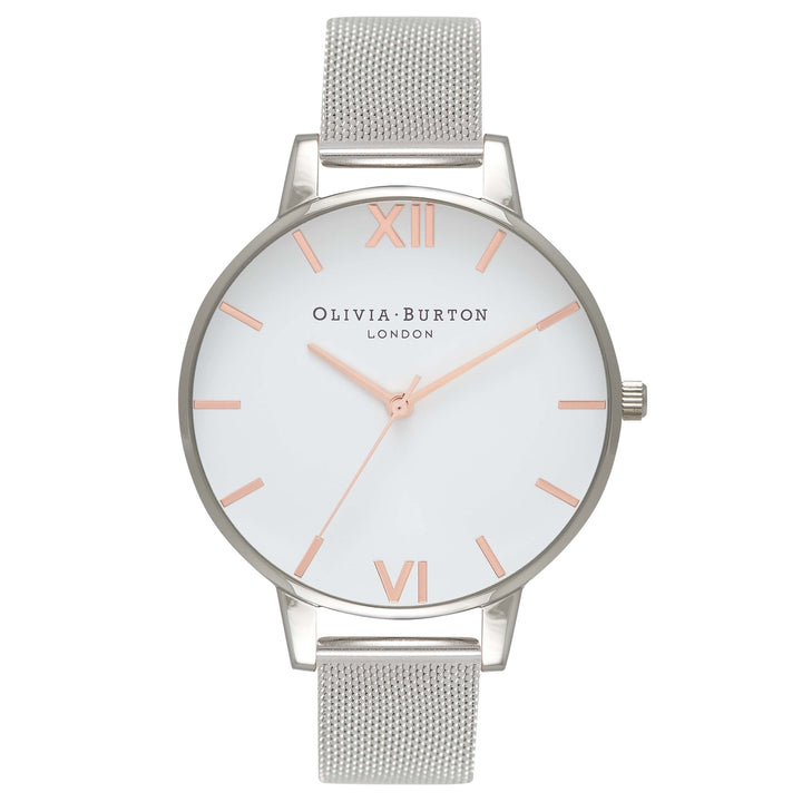 Olivia Burton Silver White Dial Mesh Watch - MococoOlivia Burton240001715060403439604Watches and Accessories