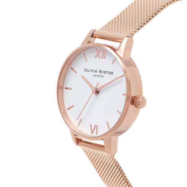 Olivia Burton White Dial & Rose Gold Mesh Watch - MococoOlivia BurtonOB16MDW015060403434593Watches and Accessories