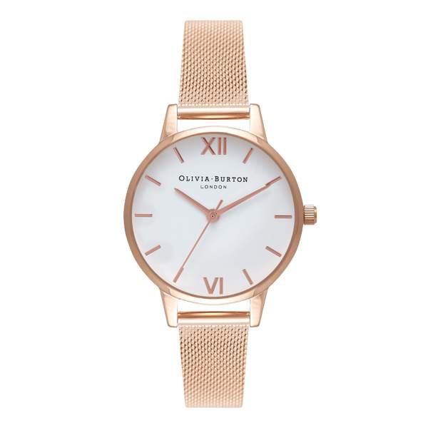 Olivia Burton White Dial & Rose Gold Mesh Watch - MococoOlivia BurtonOB16MDW015060403434593Watches and Accessories