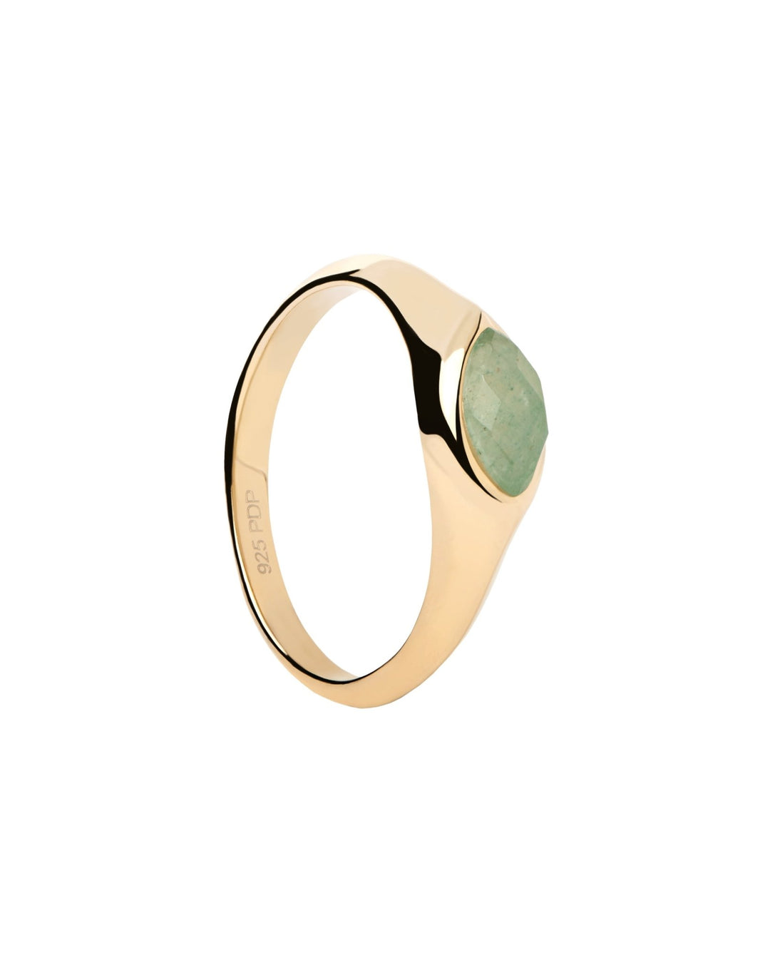 PDPAOLA Gold Green Aventurine Nomad Stamp Ring - MococoPDPAOLAAN01 - A47 - 128435511746550Rings