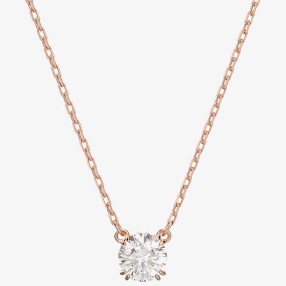 Swarovski Rose Gold Stilla Round Cut Pendant Necklace - MococoSwarovski56367109009656367100Necklaces