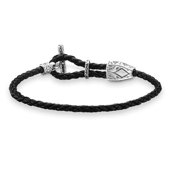 Thomas Sabo Ornament Silver Black Leather Strap Bracelet - MococoThomas SaboA1859 - 682 - 11 - L25v4051245528674Bracelets