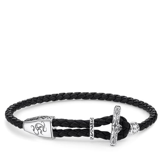 Thomas Sabo Ornament Silver Black Leather Strap Bracelet - MococoThomas SaboA1859 - 682 - 11 - L25v4051245528674Bracelets