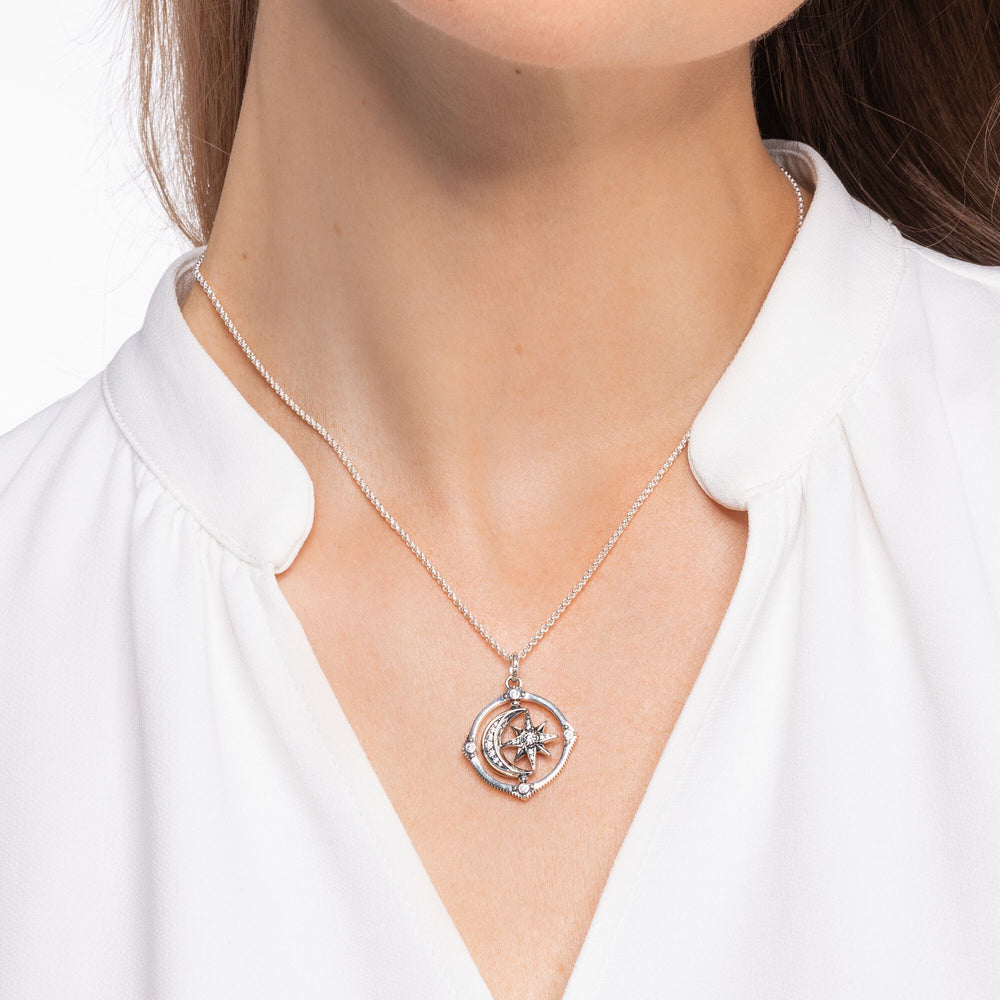 Thomas Sabo Silver CZ Moon Star Spinning Necklace - MococoThomas SaboKE1985 - 643 - 14 - L50V4051245484618Necklaces