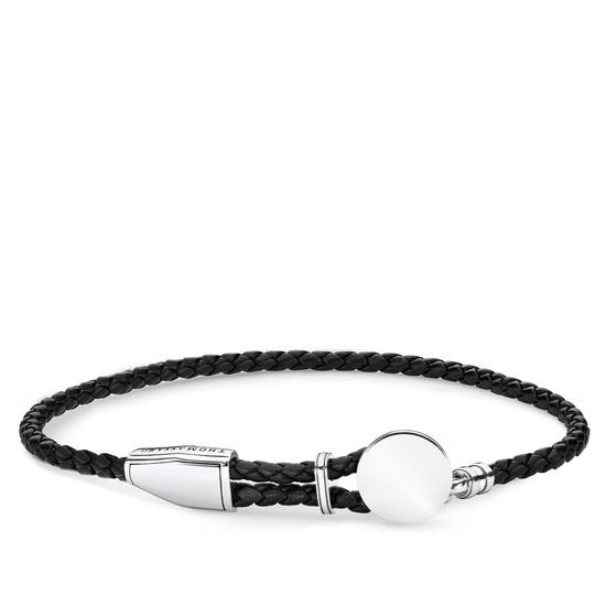Thomas Sabo Silver Disc Black Leather Strap Bracelet - MococoThomas SaboA1863 - 682 - 11 - L25v4051245428711Bracelets
