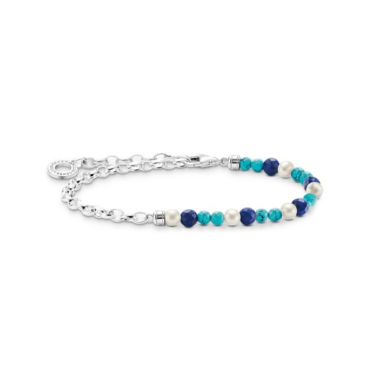 Thomas Sabo Silver Link Pearl and Blue Beaded Charm Bracelet - MococoThomas SaboA2100 - 056 - 7 - L144051245551211Bracelets