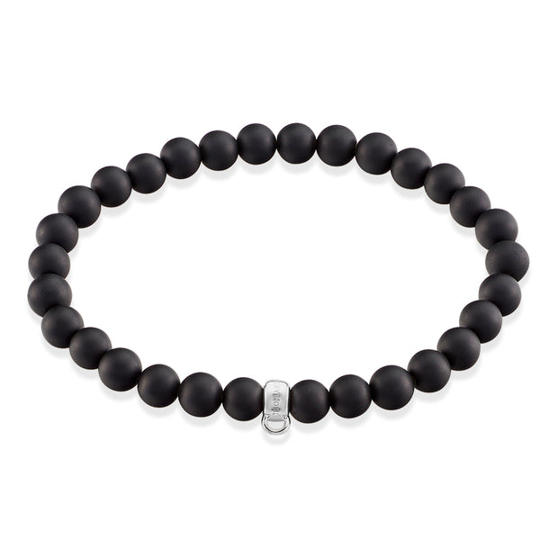 Thomas Sabo Silver and Matte Black Obsidian Charm Bracelet Mococo