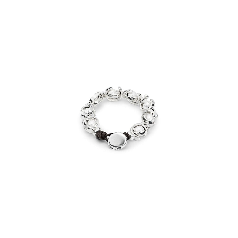 UNOde50 Silver DoubleMoon Pearl Bracelet - MococoUNOde50PUL2222BPLMTLOM8435302473924Bracelets